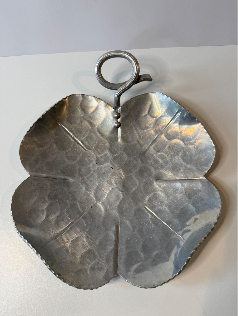 Vintage Buenilum Hand Wrought Aluminum Clover Serving Tray MCM